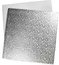 Culpitt 14 Square Silver Cake Drum Board & White Cake Box Combo, 14 Inch Box and Matching Board Set For Cake Transport