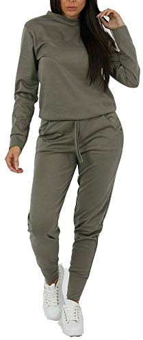 Crazy Girls Womens Long Sleeve Loungewear Ladies Two Piece Co ord Set Tracksuit Plus Size Crew Neck Sweatshirt and Drawstring Baggy Jogger Pant
