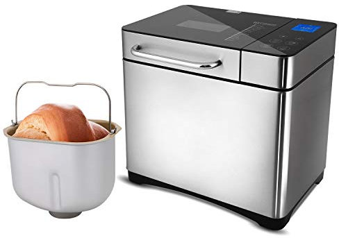 COOCHEER Panificadora automática con 19 programas de horneado, función de temporizador, 500 – 1000 g de peso de pan, panificadora con caja automática para ingredientes y pantalla LED, 710 W