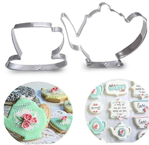 DetonTsai Teekanne-Set 2st Teekanne Tee-Schalen-Set Ausstecher Edelstahl-Fondant-Kuchen-Form-Werkzeug Für Heim