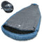 your GEAR Campingschlafsack Calima XXL -10°C extrem breiter Ellipsen-Schlafsack 230x110cm mit Kapuze Blau Grau