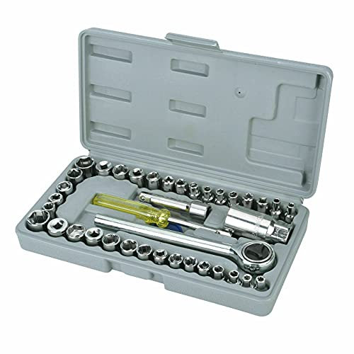 Xample Premium Quality 40 Pieces Socket Set for Precision Mechanics – S.A.E and Metric Size Socket Set for Professional Results Every Time – Corrosion-Resistant Car Socket Set of 1/4 and 3/8 Drive