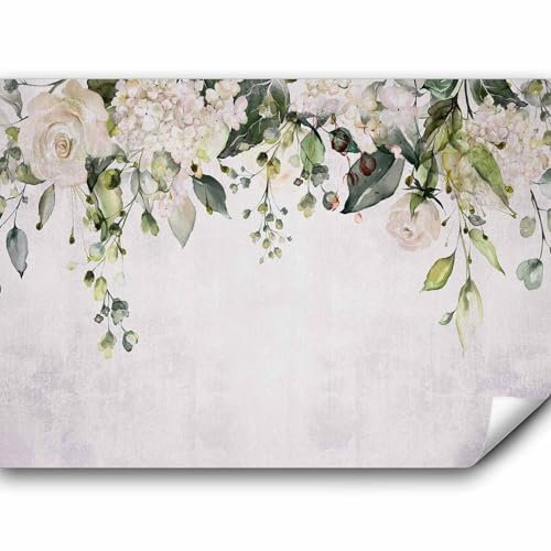 murando - Papier peint panoramique nature 400x280 cm - Revêtement mural décoration salon - Design moderne - Marron gris vert - En fleur tendances fond feuilles fleurs plantes nature b-C-0991-a-a