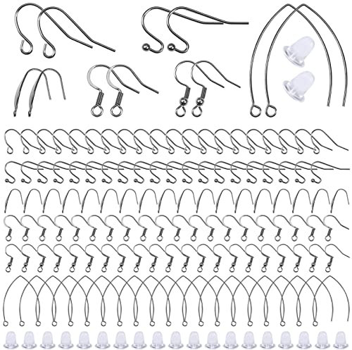 TOAOB 300 Pezzi Orecchini in Acciaio Inossidabile 6 Stili Ganci Monachelle e Chiusure Orecchino Silicone Trasparente 5X4 mm per Creazione Gioielli Fai da Te
