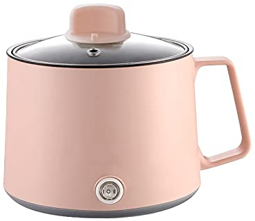 WMLBK Electric Hot Pot, 1.7L Multi-Functional Electric Skillet for Stir Fry/Stew/Steam, Portable Mini Electric Cooker for Soup Porridge Dumplings Eggs Pasta Noodles Ramen (Non-stick Coated Pink)