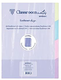 Ambar ClassroomMates EcoSmart PP A4 4 Register, 4 Tabs, Zitronengelb, Blau, Rosa, Alphazema, 3 Löcher, Kunststoff