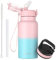 OLDLEY 500ml Kinder Edelstahl Wasserflasche mit Stroh für Schule mit 2 verschiedenen Deckeln, Metall Vakuum Isolierte Wasserflaschen für Jungen Mädchen Kleinkind Kinder Heiße kalte Getränke BPA frei