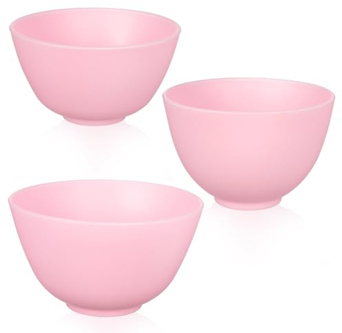3Pcs Pink Silicone Mixing Bowls for Facial Masks, Diy Skincare, and Kitchen Use - Small, Medium, Large, Non-Stick, Easy to Clean, Durable, Portable