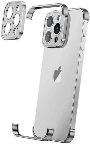Losin Compatible with iPhone 15 Pro Max Case with Camera Lens Protector, Aluminum Metal Frameless, Borderless Design, Slim Thin & Lightweight, Shockproof Bumper Cover, for Women Men (Natural Titanium)