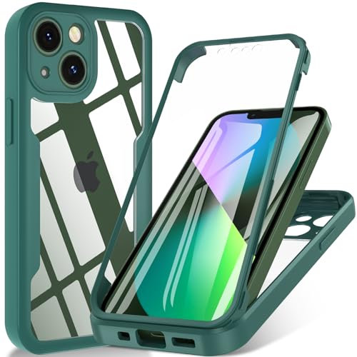 BESINPO Case for iPhone 13 mini, 360° Full Body [with Built-in Screen Protector] Touch Sensitive,Shockproof Military Grade Drop TPU Bumper Phone Case Clear Designed for iPhone 13 mini 5.4(Green)