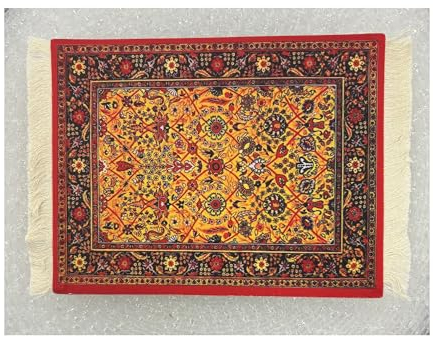Qiantull Teppich Mauspad Kreative Mini Teppich aus Orientteppich Muster Textilgewebe Klein Teppich Mouse Pad mit Baumwolle Quasten Mausmatte Computer Zubehör Untersetzer 28x18cmA25 rot
