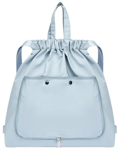 Turnbeutel Erwachsene Wasserdicht Lässig Faltbar - Sportrucksack Damen Blau Kordelzug Rucksack Wasserabweisend Groß Rucksack für Damen Herren Yoga Schule Strand Schwimmen- B03507