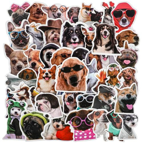 100pcs Funny Dog Stickers Cute Animal Sticker for Journaling Laptop Scrapbook Water Bottles Guitar Suitcase Phone Snowboard Puppy Decals Waterproof Vinyl Gifts for Adults Boys Girls Gift