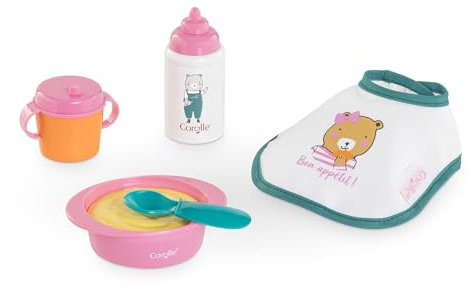 Corolle - Petit Coffret Repas Rose, 5 Accessoires, pour Poupon 30cm, dès 18 Mois, 9000111130
