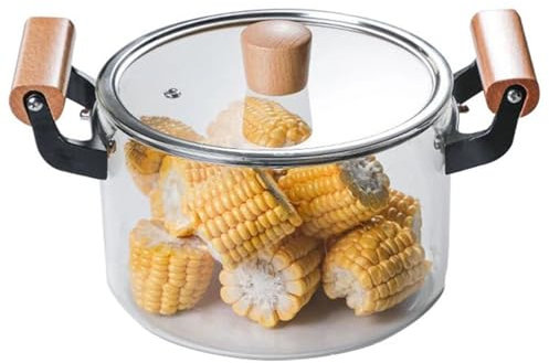 Glaskochtopf Für Kochen Von Milch, Transparenter Glastopf Mit Deckel Und Griff, Simmertopf, Antihaftbeschichteter Suppentopf Aus Borosilikatglas Für Nudeln Und Lebensmittel 3.5L