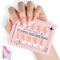 faux ongles amande,24pc/48pc/72pc ongles autocollants adhesif court,French Nude Rose Faux Ongles, Court Capsule Ongle Pied Acrylique Couverture Complète Glossy Blanc Nails Tips pour Femmes (24pc)