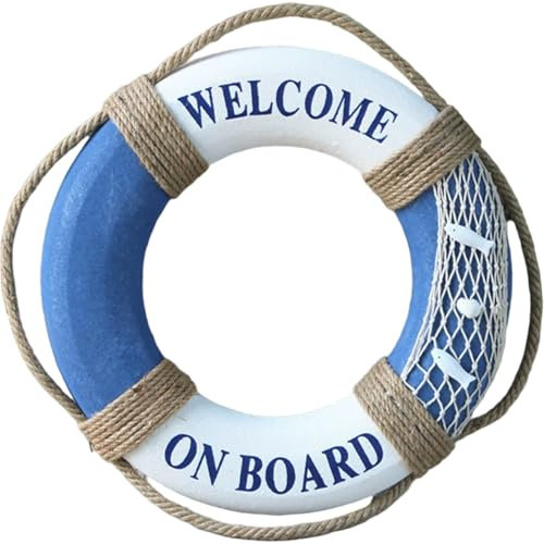 Life Preserver Ring, Mediterranean Style Hanging Foam Swim Ring with Perimeter Rope 16 Inch Portable Lightweight Pool Floats for Swimming Pool, River, Seaside, Throw Rings