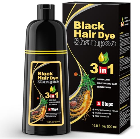 BOJICA Black Hair Dye Shampoo for Gray Hair Coverage, 3 in 1 Semi-Permanent Color Shampoo for Women & Men 400ML