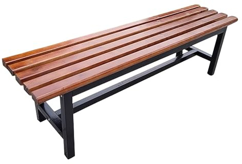 lyxamjrzyp Gartenbank Outdoor, Kunststoff-Holz Sitzbank mit Stahlrahmen, Parkbank für Balkon Garten und Öffentliche Ruhebereiche(Brown,39.3in/100cm)