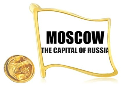 Anstecknadel mit goldener Metallflagge von Moskau, die Hauptstadt Russlands