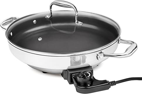 CucinaPro Electric Skillet, 18/10 Stainless Steel, 12 Non-stick Frying Pan