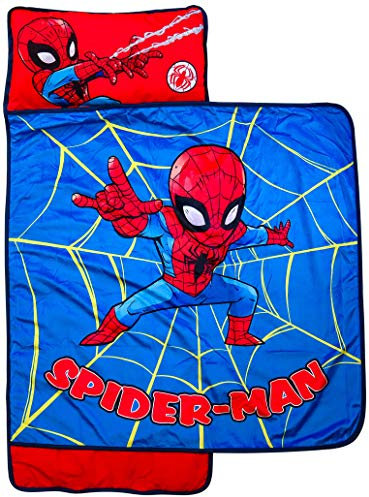 Jay Franco Marvel Spidey Action Nap Mat - Built-in Pillow and Blanket Featuring Spiderman - Super Soft Microfiber Kids'/Toddler/Children's Bedding, Ages 3-5