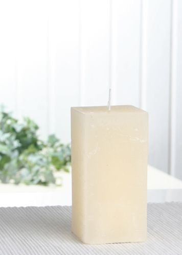 Rustik-Stumpenkerze, viereckig, 10 x 5 x 5 cm Ø, Creme