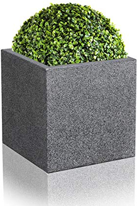 Primrose Outdoor Black Poly-Terrazzo Square Cube Planter 235 Litres Jumbo 63cm³ (24.8in³)
