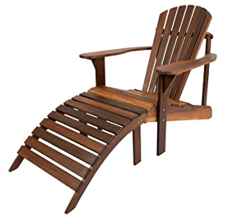 MaximaVida Adirondack Gartenstuhl + Fußstütze Toronto, geölt - aus exklusivem Mahagoni Hartholz (Holz)