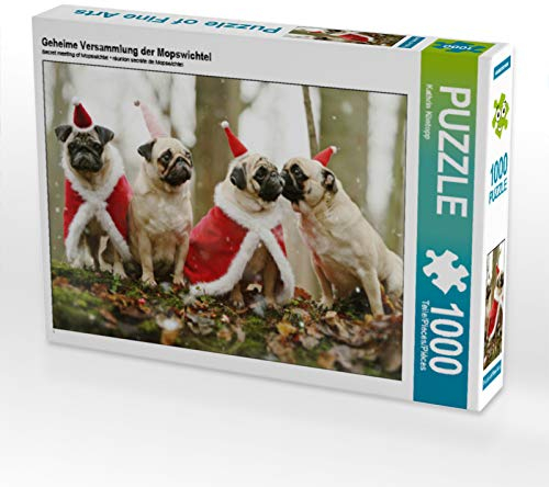 CALVENDO Puzzle Geheime Versammlung der Mopswichtel 1000 Teile Puzzle quer | Lege-Größe cm Foto-Puzzle für glückliche Stunden
