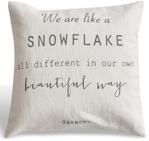 Loberon Kissenhülle Quote - weiß, weiß | Print mit winterlichem Zitat, mit verdecktem Reißverschluss, Kissenbezug, Wohn-Accessoire, Wohntextilien, Leinen