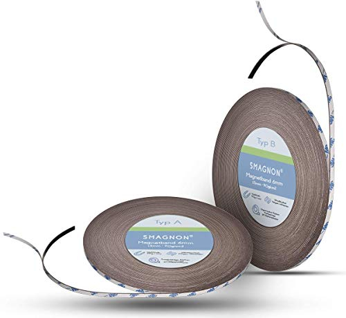 Smagnon magnetband mit 3M Kleber Kleberücken - DAS SMAGNON ORIGINAL - verschiedene Breiten & Längen - Magnetstreifen - Magnetband (2 Meter - Typ A + B, 6mm breite)