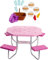 Barbie Mobilier Coffret d’extérieur pour poupée Table de Pique-Nique Rose avec sièges Ajustables et Hot-Dogs pour 4, Jouet pour Enfant, FXG40
