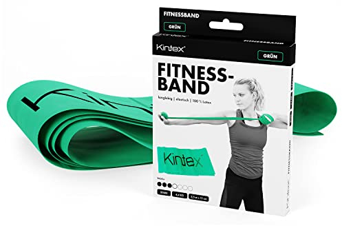 Kintex Fitnessband, 2,5 m x 15 cm, Gymnastikband in 7 Stärken, 100% Latex, transportables Trainingsband (Grün)