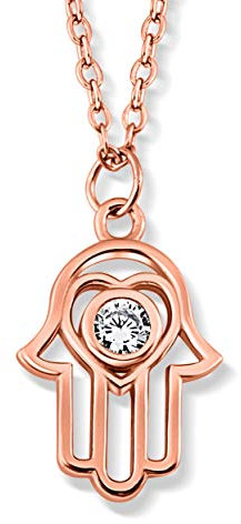 VIASOUL® Halskette Hand der Fatima I Hand Kette für Damen aus 925er Silber I Mit 585er Gold überzogen I Die Original Hamsa Kette