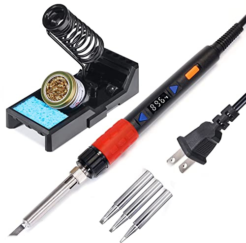 YIHUA 928D-III Soldering Iron,110W High Power, Fully Digital Display °F /°C- Temperature Control Soldering Tool, Accurate 194~896°F, with ON/OFF Switch, Iron Tip, Brass Wool, Automatic Sleep Mode