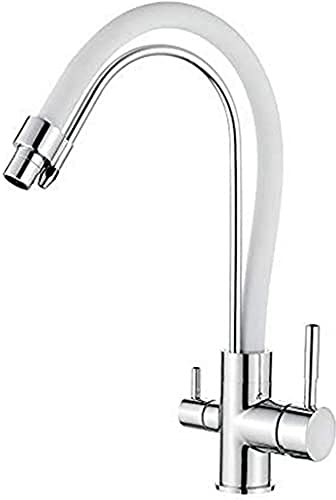 Ibergrif-M22122-3, Grifería para Fregadero de Cocina Osmosis con Caño Flexible y Doble Mango, Pulverizador 3 en 1 para Purificador de Filtro de Aguay Fregadero de Cocina, Blanco