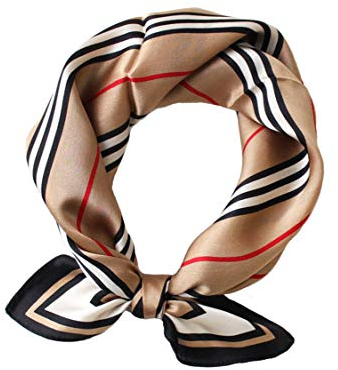 JERLA Damen Herren Halstuch, quadratisch, 100% echte Maulbeerseide, Satin, 53,3 x 53,3 cm - Braun -