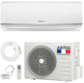 Airton PACK prêt-à-poser : Pompe à chaleur/Climatiseur réversible R32 avec module WiFi - 2500/2800W - 9000BTU + Liaison 4M Ready Clim (30m2 - A++) - Gaz pré-chargé.