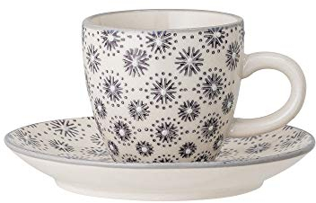 Bloomingville Espressotasse mit Untertasse Elsa grau Keramik