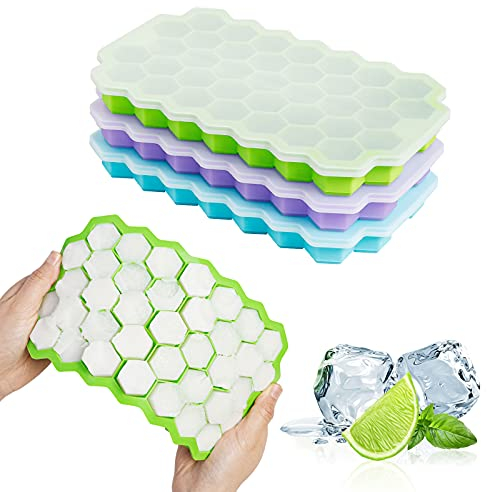 Eiswürfelform 3er Pack Eiswürfelform Silikon mit Deckel Einfache Eisfreigabe Eiswürfelform BPA-freie Eiswürfelbehälter für Cocktails Whisky Saft Wasser und andere Getränke