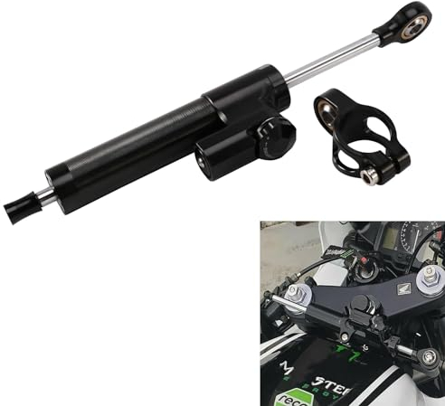 Dasing Universeller Motorrad Lenkungsdämpfer Stabilisator Lenkungs DäMpfer Linear Umgekehrte Sicherheitskontrolle mit Montageklammer Schwarz