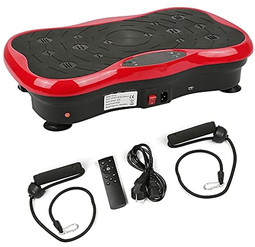 Plateforme Vibrante Fitness Plateforme de Vibration Perte de Poids de Graisses à la Maison avec Haut-parleurs Bluetooth (Noir-Rouge)