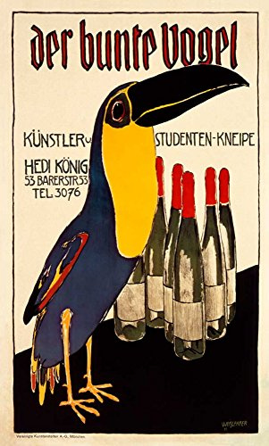 ART-PRINT-on-matt-paper-220gr- Der Bunte Vogel Weisgerber Albert - Tiere vertikale Bild Werbung Vintage Werbung Tiere Vögel Cuis Kunstdruck 40_X_24_in