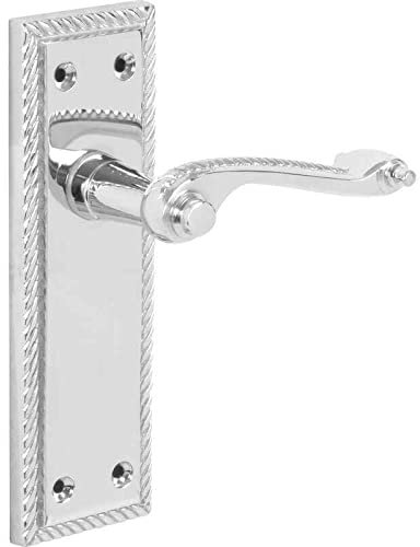 Designer Levers - Georgian Roped Design Lever Door Handles - Polished Chrome - 1 Pair - Latch Door Handle - Interior Use - Long Latch
