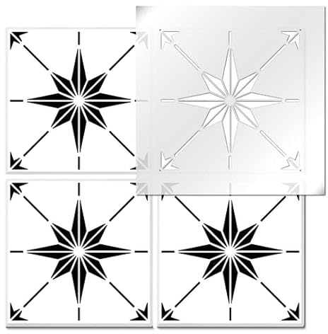 Stencil Studio Stow Star Stencil - Paint Floor, Wall or Patio Tiles - 1 Layer - Fits 10 inch (25.4cm) Tiles