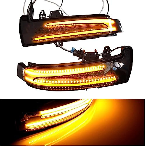 Kakulkomen 2 pezzi Indicatore LED sequenziale di direzione luce dinamica Compatibile con Mercedes Benz A/B/C/E/S/CLA/GLA/GLK/CLS classe W176 W246 W204 W212 X156 C250 C300 C350+ (Giallo)