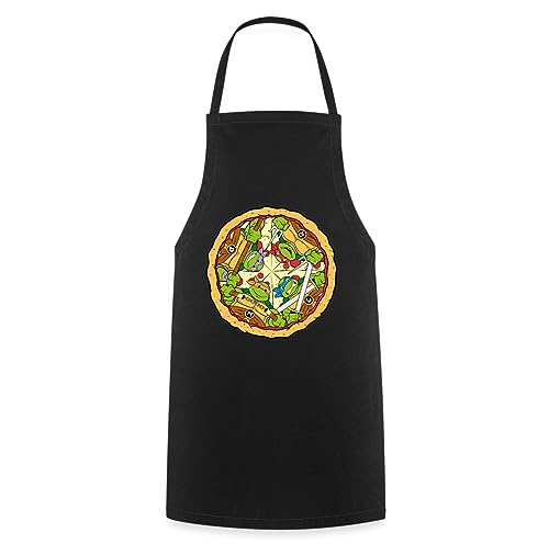 Spreadshirt Teenage Mutant Ninja Turtles Pizza Logo Kochschürze, One size, Schwarz