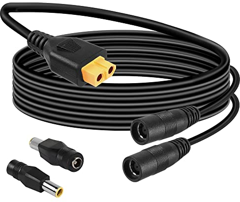 GELRHONR DC 8mm auf XT60,14AWG DC 8mm Y Verteiler,XT60 zu DC 7909 Kabel mit DC 7909 zu DC5.5x2.5mm Adapter,für Solar Panel RV Portable Power Station-1M/3.2Ft