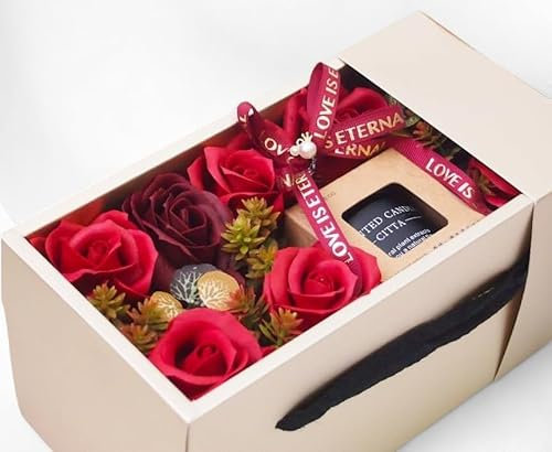 Cadeau Femme Savon Fleur Boîte Citta avec Bougie Parfumées cadeau femme Coffret Cadeau Personnalisé Anniversaire Fête Anniversaire Cadeau à: femme/mère/grand - mère/petite amie/sœur/amie